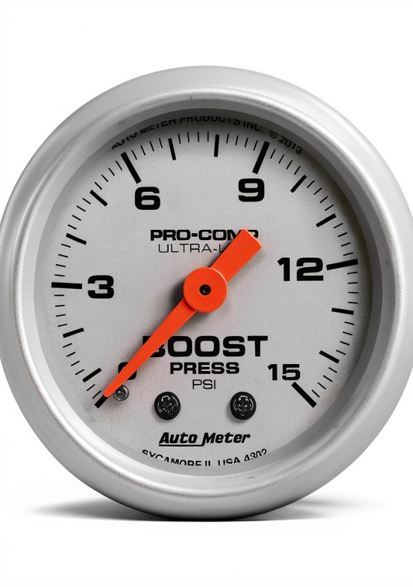 Auto Meter Turbo Boost Gauge Model 4302 Mechanical Incandescent Dial-0