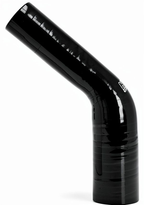 HPS HTSER45-075-125-BLK Silicone High Temperature 4-ply Reinforced 45 degree Elbow Reducer Coupler Hose, 100 PSI Maximum Pressure, 4" Leg Length on each side, 3/4" > 1-1/4" ID, Black-0