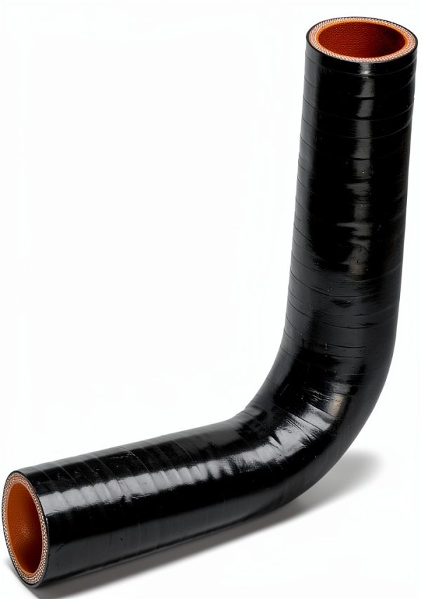 HPS HTSER90-125-150-BLK Silicone High Temperature 4-ply Reinforced 90 degree Elbow Reducer Coupler Hose, 75 PSI Maximum Pressure, 4" Leg Length on each side, 1-1/4" > 1-1/2" ID, Black-0